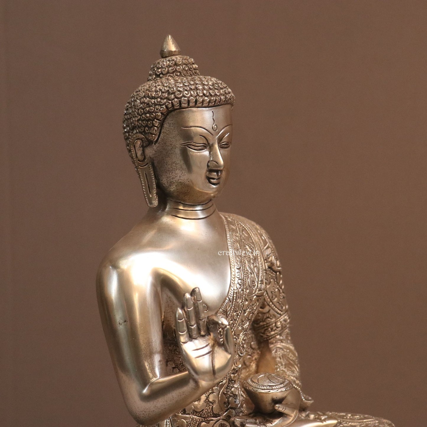 13" Brass Buddha Blessing Statue