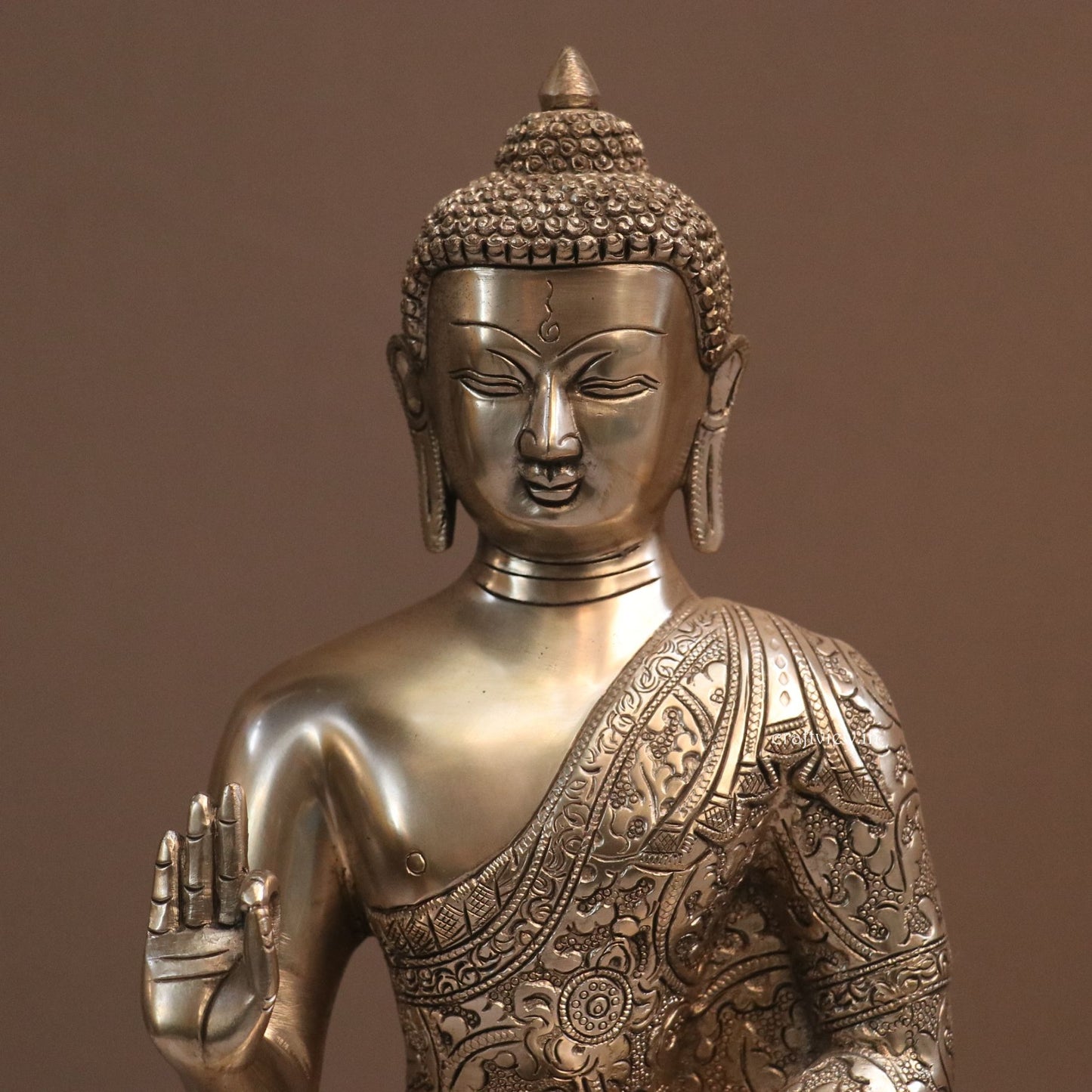 13" Brass Buddha Blessing Statue