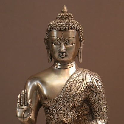 13" Brass Buddha Blessing Statue