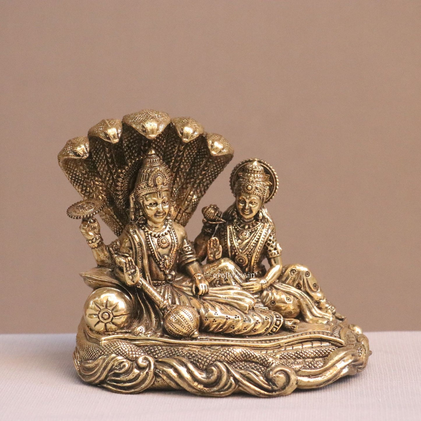 5" Superfine Small Brass Lakshmi Vishnu Idols