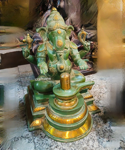 Brass Lingam Lord Ganesh Statue superfine 14.5"