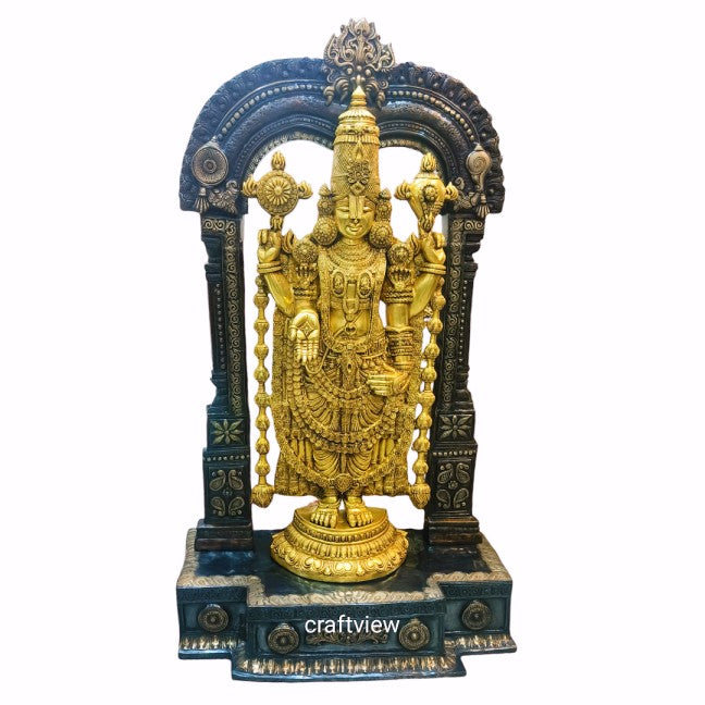 Brass superfine Large Venkateshwara Tirupati Balaji Statue with Prabhavali 62"