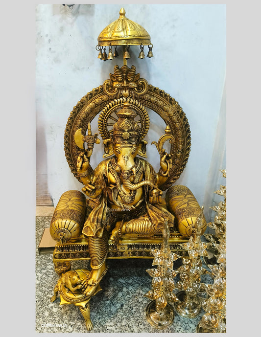 46.5" Brass Lord Ganesh Statue Big Size Superfine