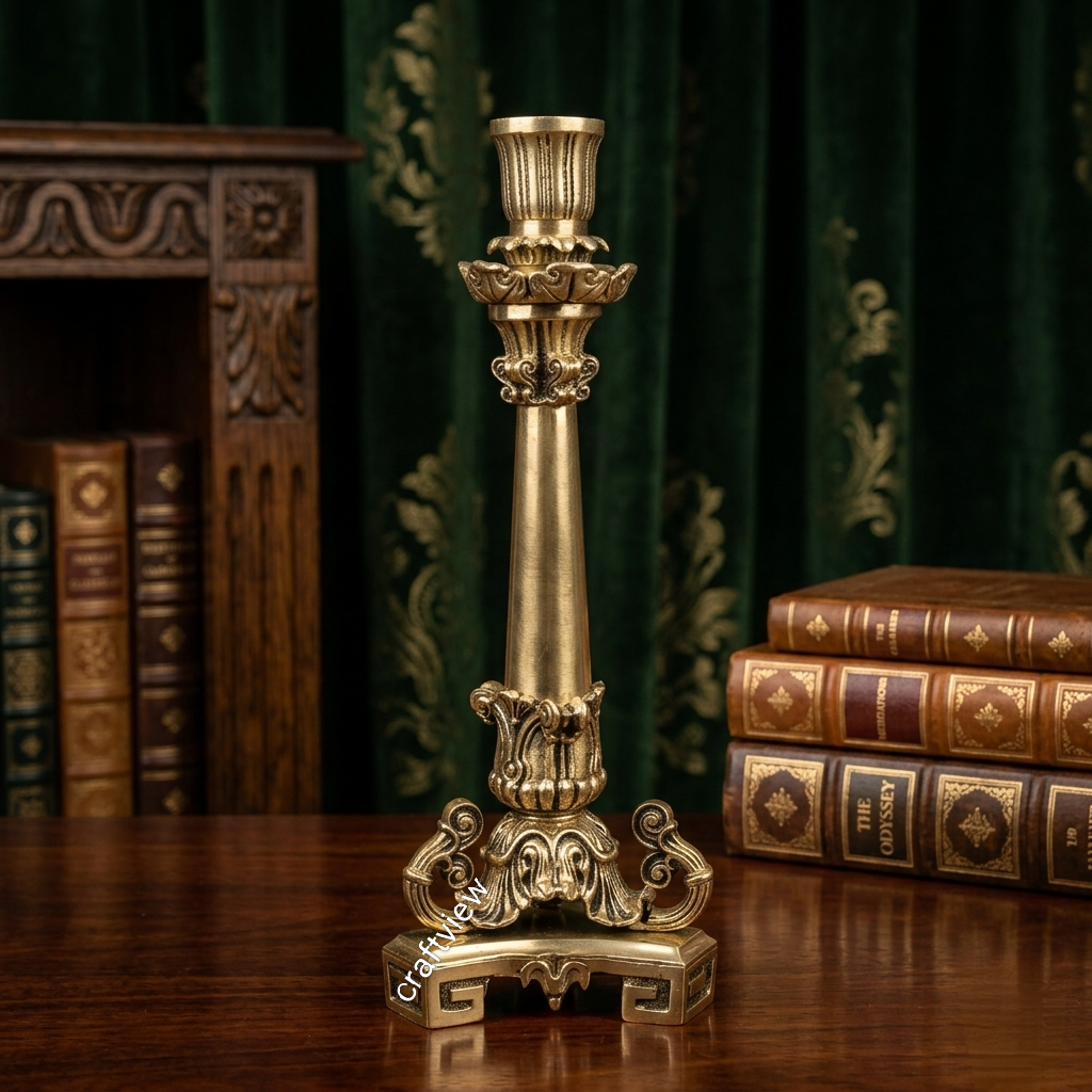 Victorian Brass Candle Stand 11"
