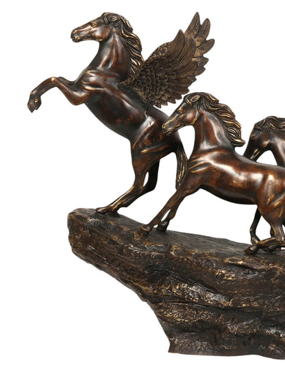 58" Large Seven Galloping Horses | Brass Statues Decor