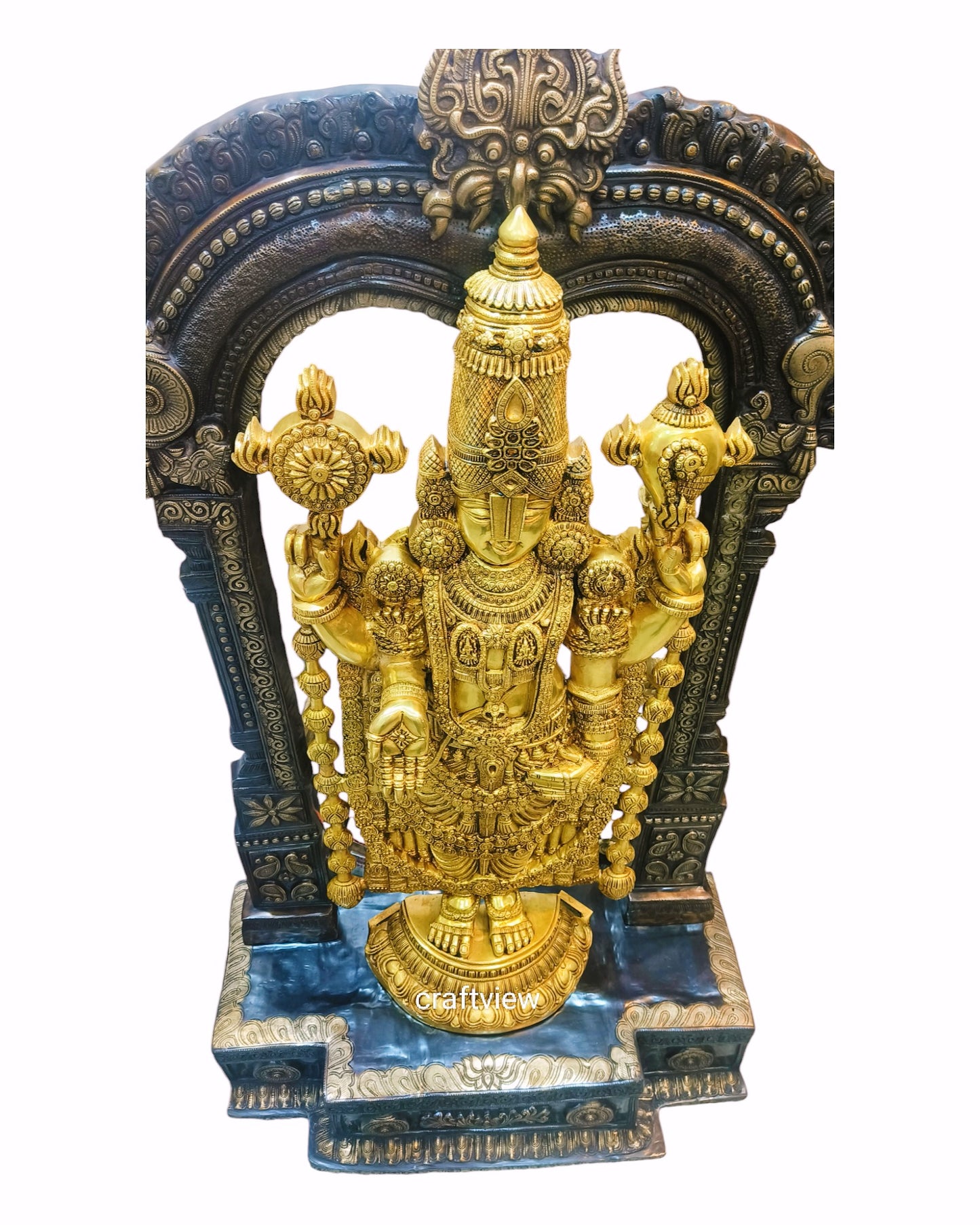 Brass superfine Large Venkateshwara Tirupati Balaji Statue with Prabhavali 62"