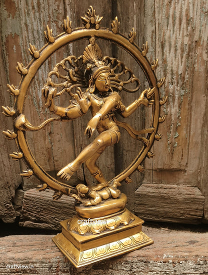 13" Brass Lord Natraj Sculpture