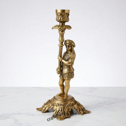 Victorian Male Female Brass Candle Stand 11"