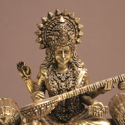 5.5" Goddess Saraswati Idol for Temple Pooja Room Home Décor