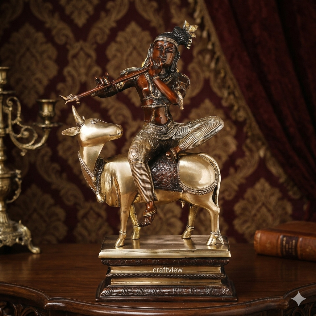 Brass Beautiful Lord Krishna Idol Superfine Crafted by Artist 21"