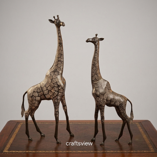 Elegant Brass Giraffe Figurine 46"