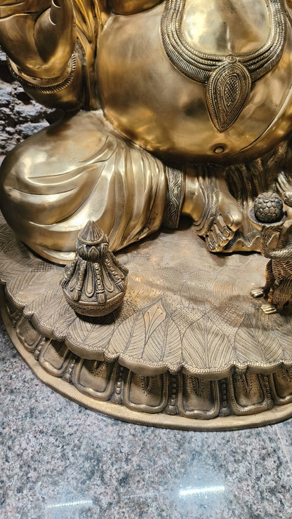 Brass Large Pagdi Ganesha Superfine Sculpture 46"