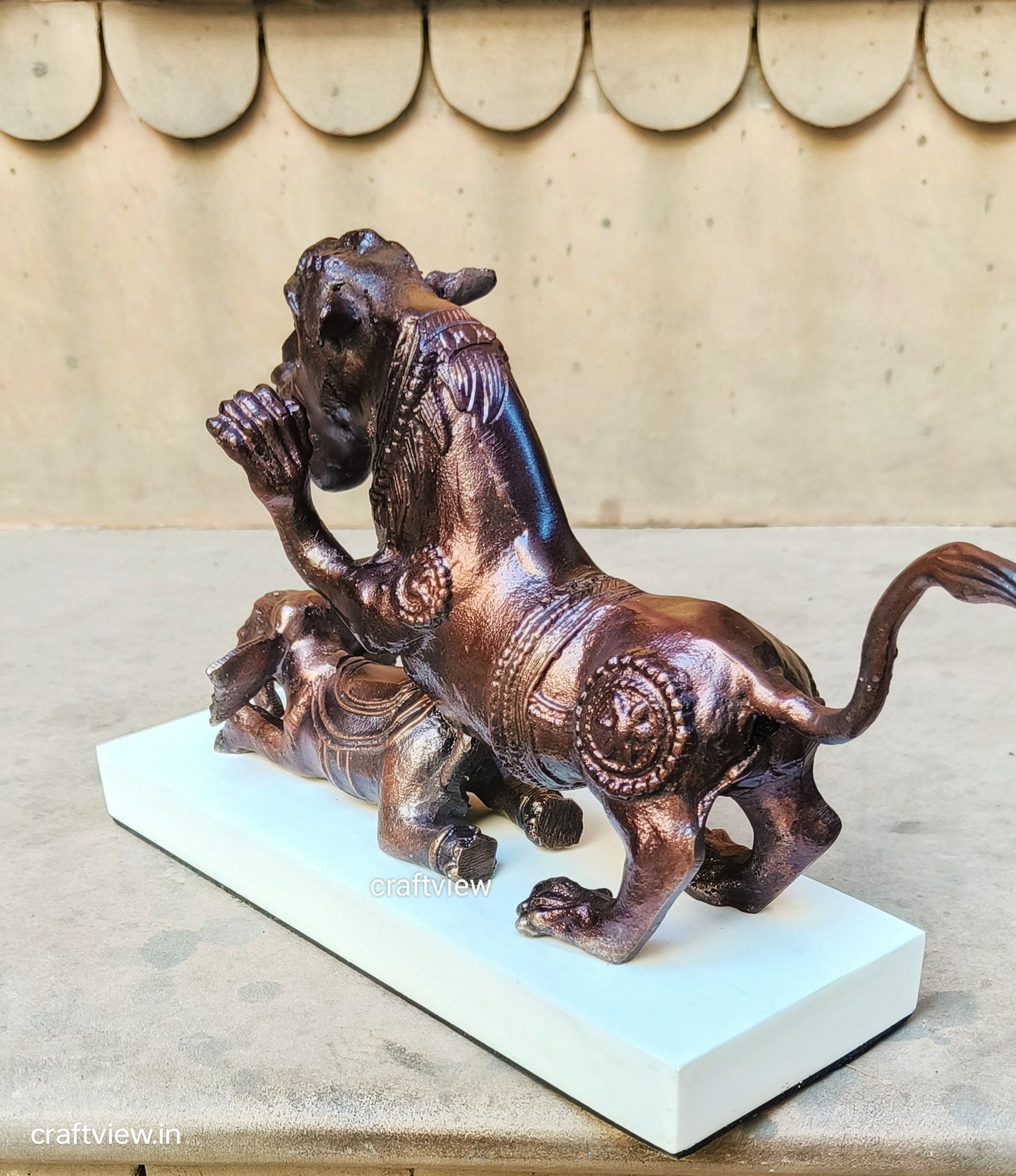 7.5"Metal Bull Animal Home Decorative Sculpture Craftsview