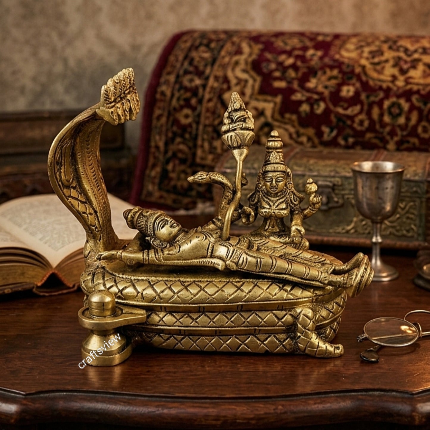 Brass Lord Vishnu Lakshmi Idol